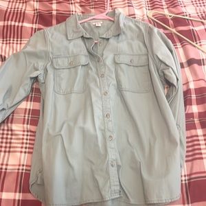 LL bean green button up